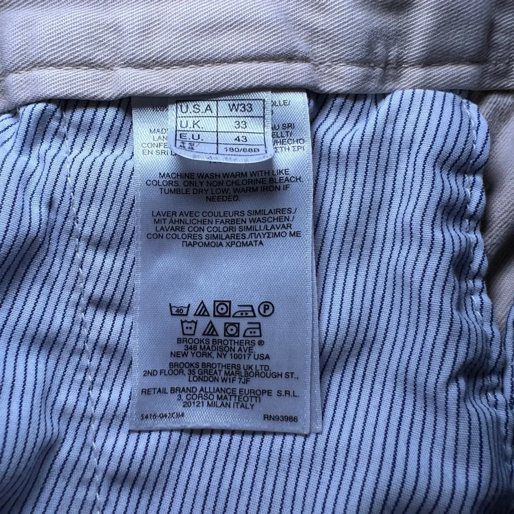 Brooks Brothers Men's Khaki Tan Chino Classic Preppy Old Money Shorts Size 33